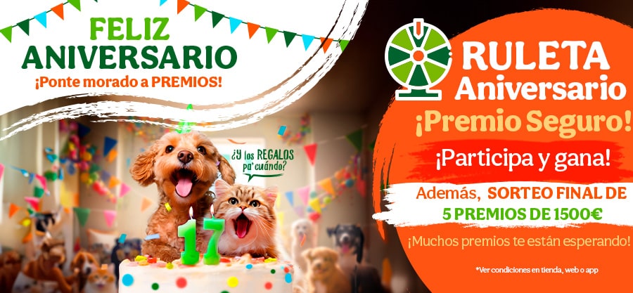 Participa en la Ruleta del 17 Aniversario de Tiendanimal