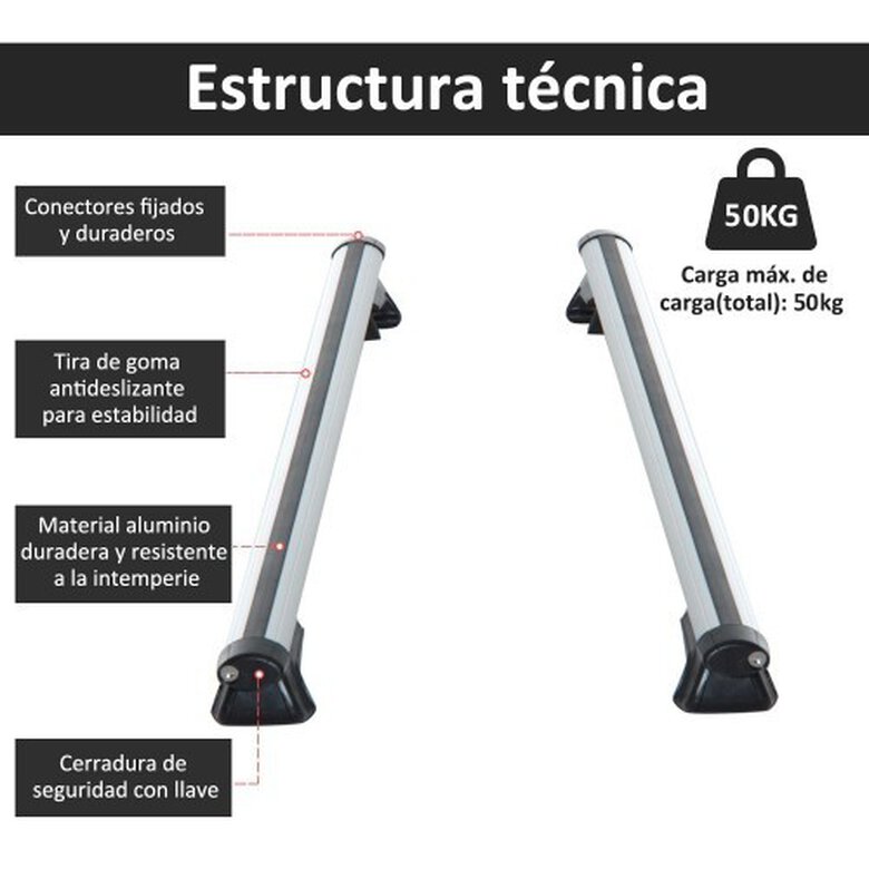 Juego de barras para techo Homcom color Aluminio, , large image number null