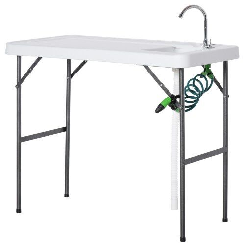 Mesa Plegable con Fregadero Grifo y Pistola de Riego Extensible para Camping Barbacoa Exterior, , large Imagen numero 2