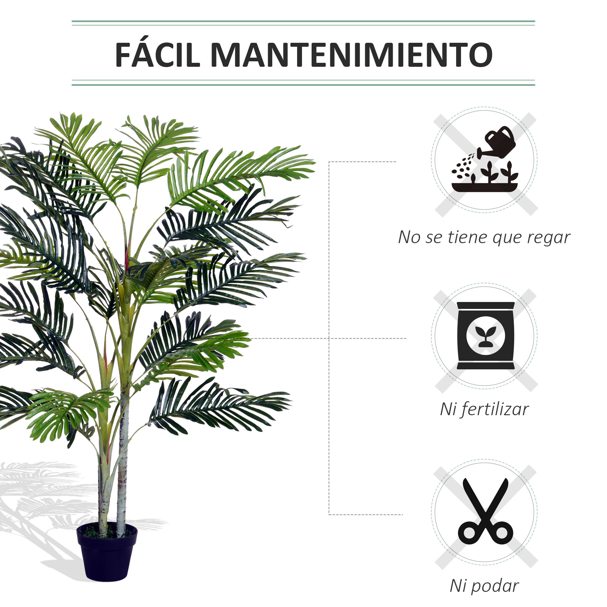 Outsunny Planta Artificial Palmera Verde para exterior thumbnail