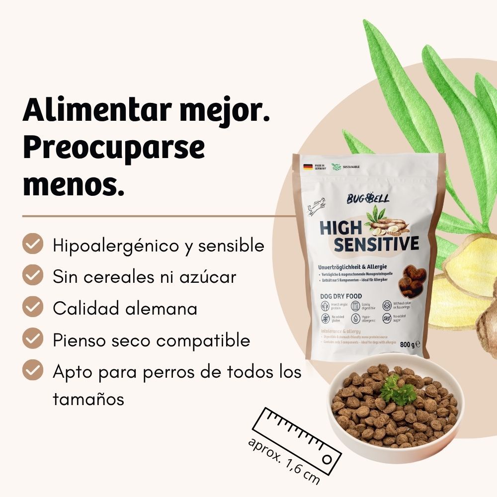 BugBell HighSensitive Pienso 5x800 g &ndash; Hipoalerg&eacute;nico, sin cereales, con prote&iacute;na de insecto, tapioca, aceite de colza y lino, , large Imagen numero 2
