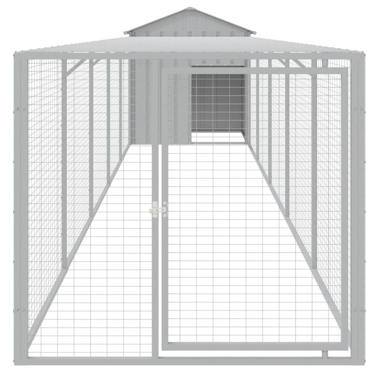 vidaXL Gallinero con corral acero galvanizado gris claro para gallina thumbnail