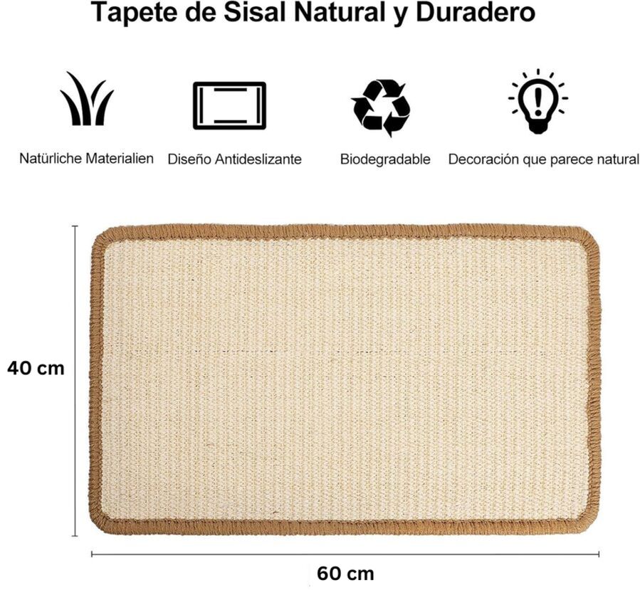 Fukumaru Alfombrilla Rascadora para Gatos &ndash; 2 en 1, Sisal Natural Antideslizante, , large Imagen numero 3