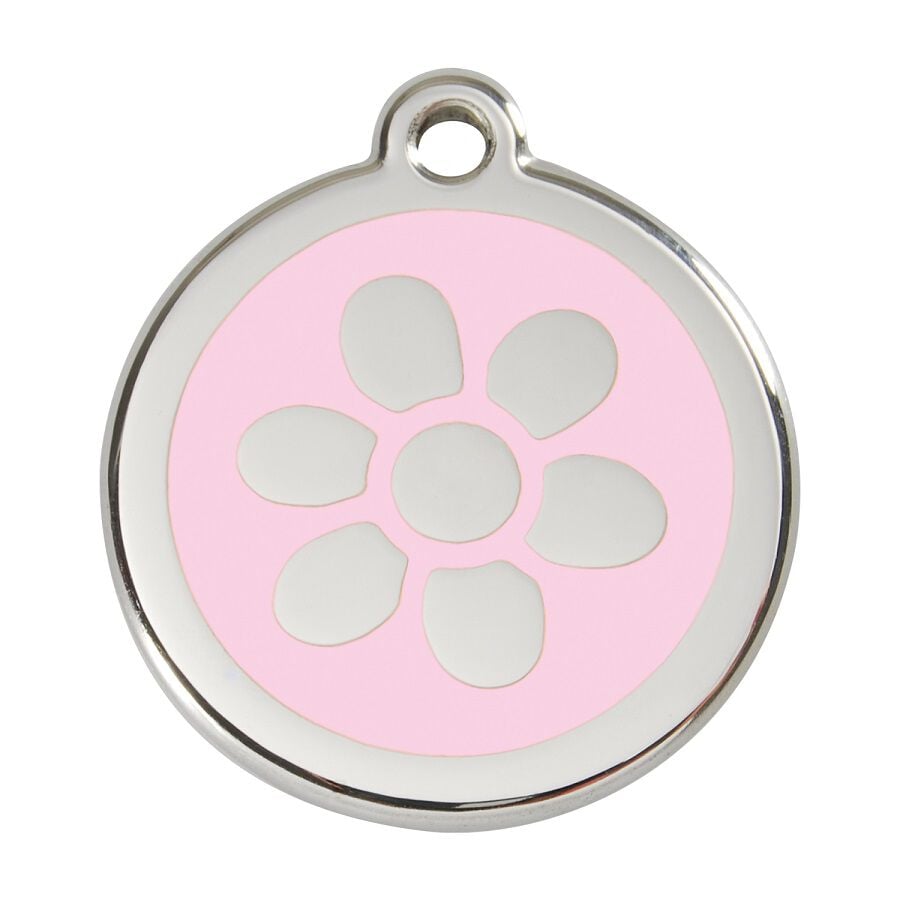 Placa identificativa Acero Inoxidable Esmalte Flor Rosa para perros, , large Imagen numero 1