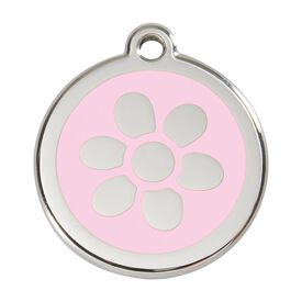 Red Dingo Placa identificativa Acero Inoxidable Esmalte Flor Rosa para perros