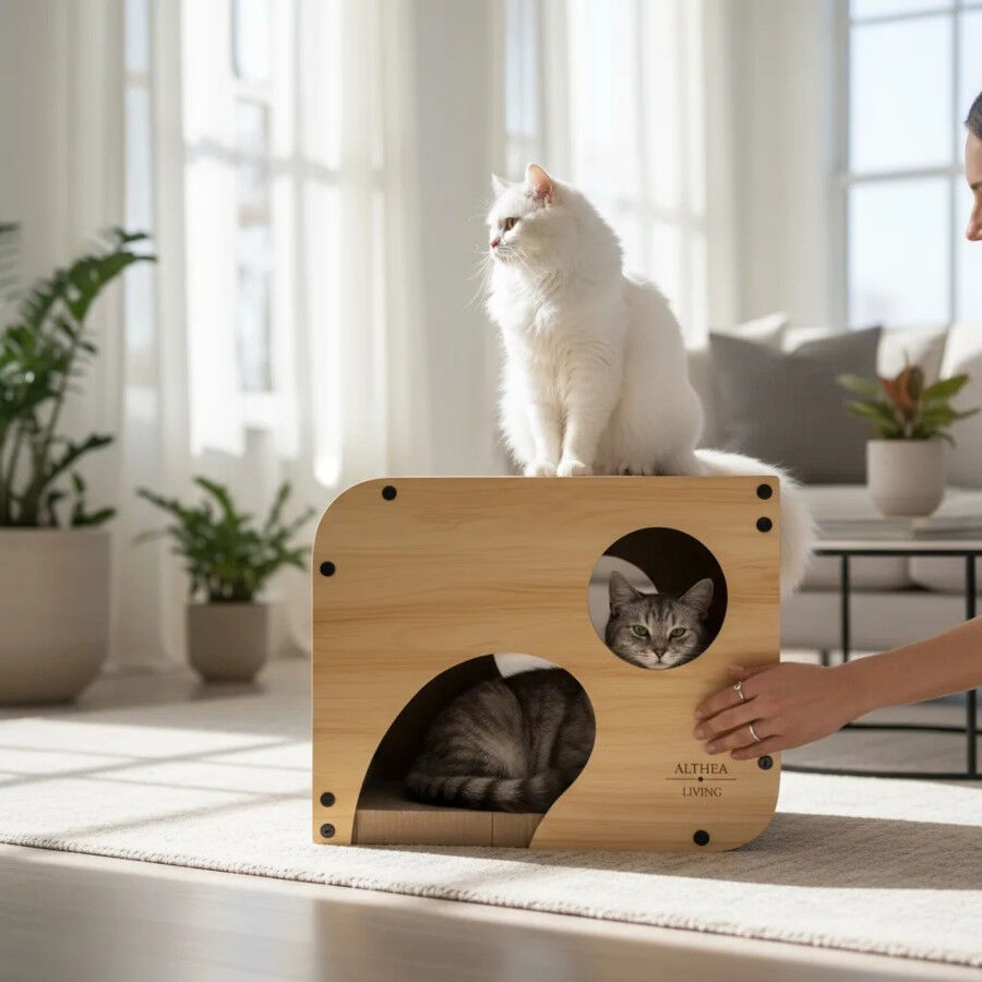 &nbsp;Althea Living - Nido rascador para gatos Carabela, madera y cart&oacute;n corrugado, , large Imagen numero 4