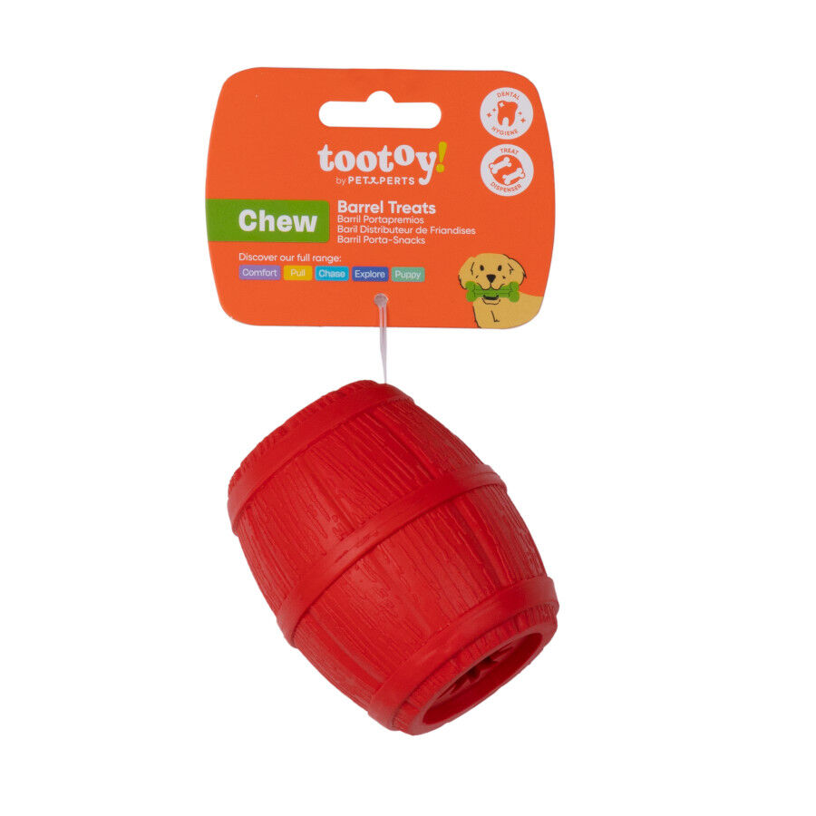 Tootoy! Barril Portagolosinas de Goma Rojo para perros, , large Imagen numero 8