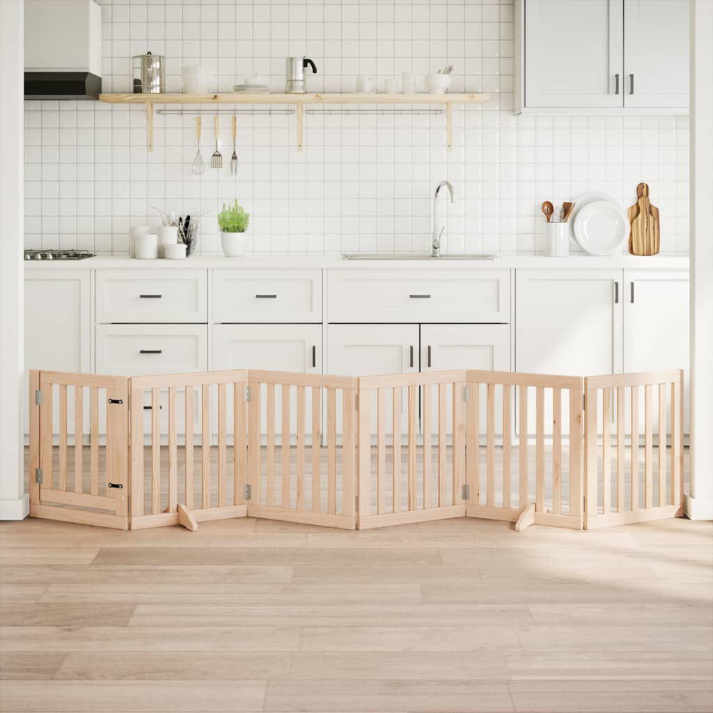vidaXL Puerta para perros plegable 6 paneles madera de &aacute;lamo 300 cm, , large Imagen numero 7