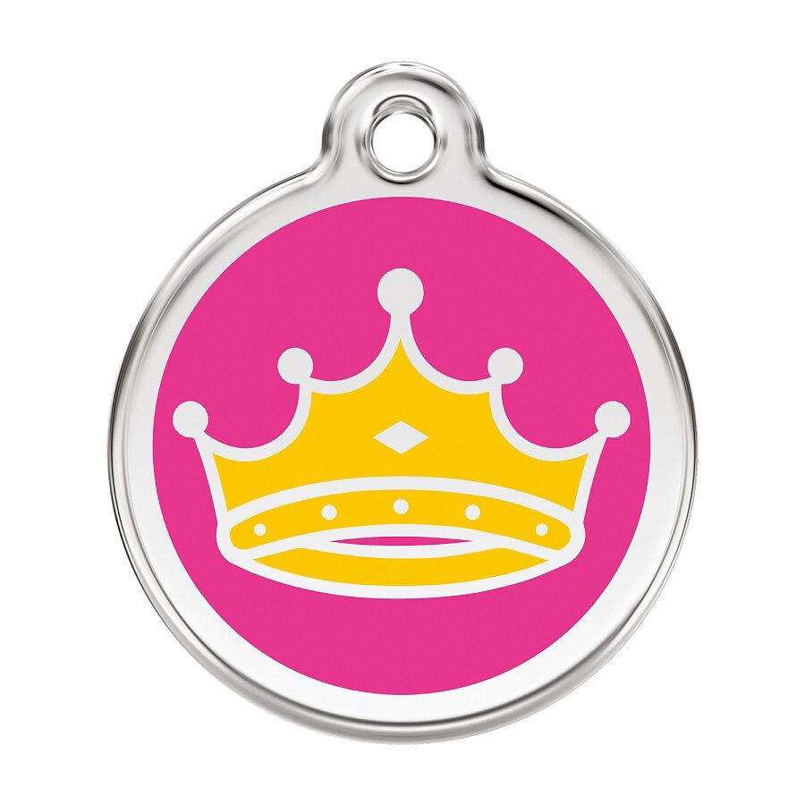 Placa identificativa Acero Inoxidable Esmalte Reina Corona Rosa Fuerte para perros, , large Imagen numero 1
