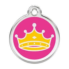 Red Dingo Placa identificativa Acero Inoxidable Esmalte Reina Corona Rosa Fuerte para perros