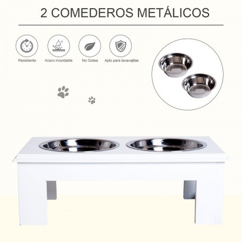 Pawhut comedero elevado doble blanco para perros, , large image number null