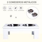 Pawhut comedero elevado doble blanco para perros, , large image number null
