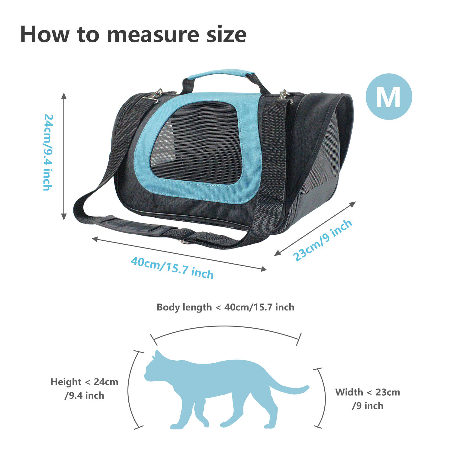 Nobleza -Transportin Gato Perro, Bolsa de Transporte Transpirable para Mascotas, 45*28*29cm transportador de mascotas para Perros/Gatos/Avi&oacute;n Mediano (Negro Azul), , large Imagen numero 6