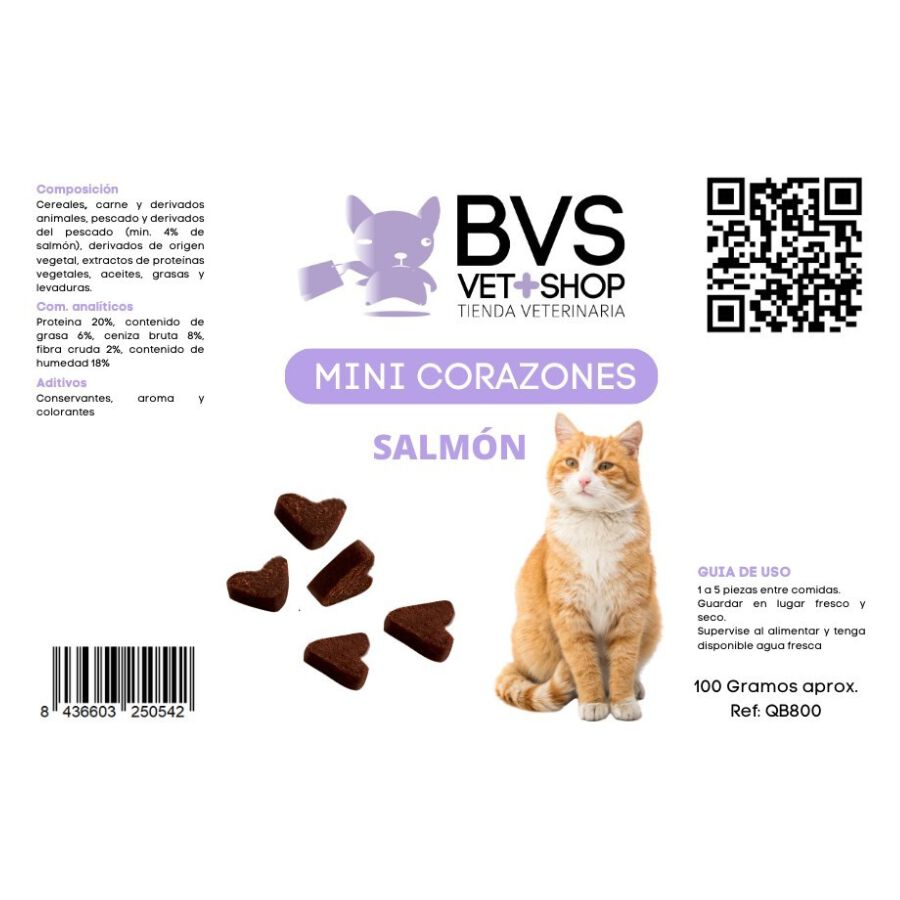 Snack Mini Corazones Salm&oacute;n para Gato BVS | Deliciosas chuches Mini Corazones de salm&oacute;n para gato., , large Imagen numero 2