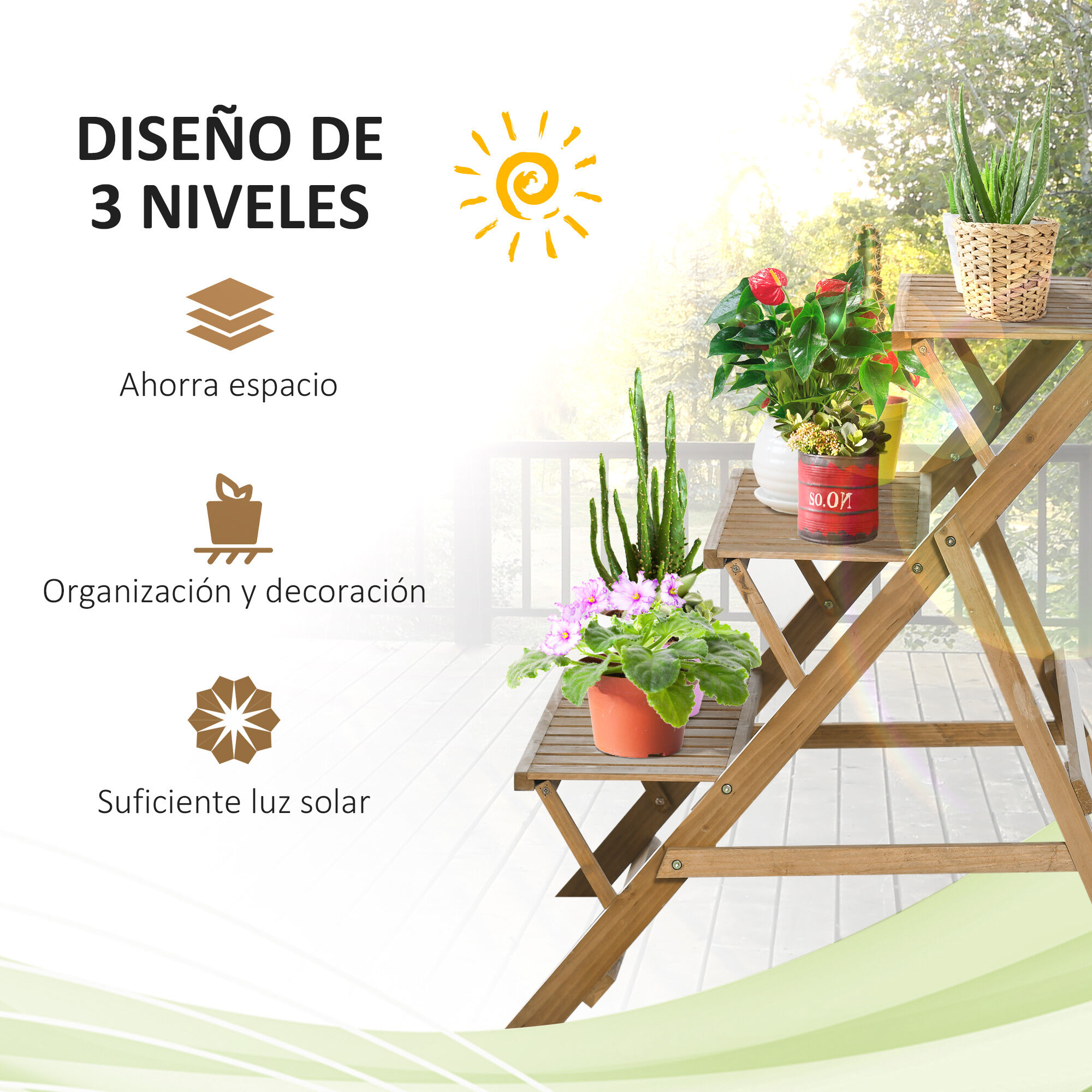 Outsunny Estantería para Plantas Marrón para exterior thumbnail