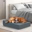 COSTWAY Cama Perro Grande, 100x81x31 cm, Cama Ortop&eacute;dica para Perros con Espuma de Memoria y Reposacabezas, Base Antideslizante, Desenfundable y Lavable, Colchoneta Perro Desmontable, Gris, , large indicador imagen numero 2