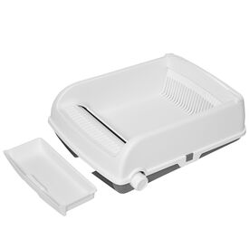 PawHut Arenero semiautomático blanco con botón para mascotas