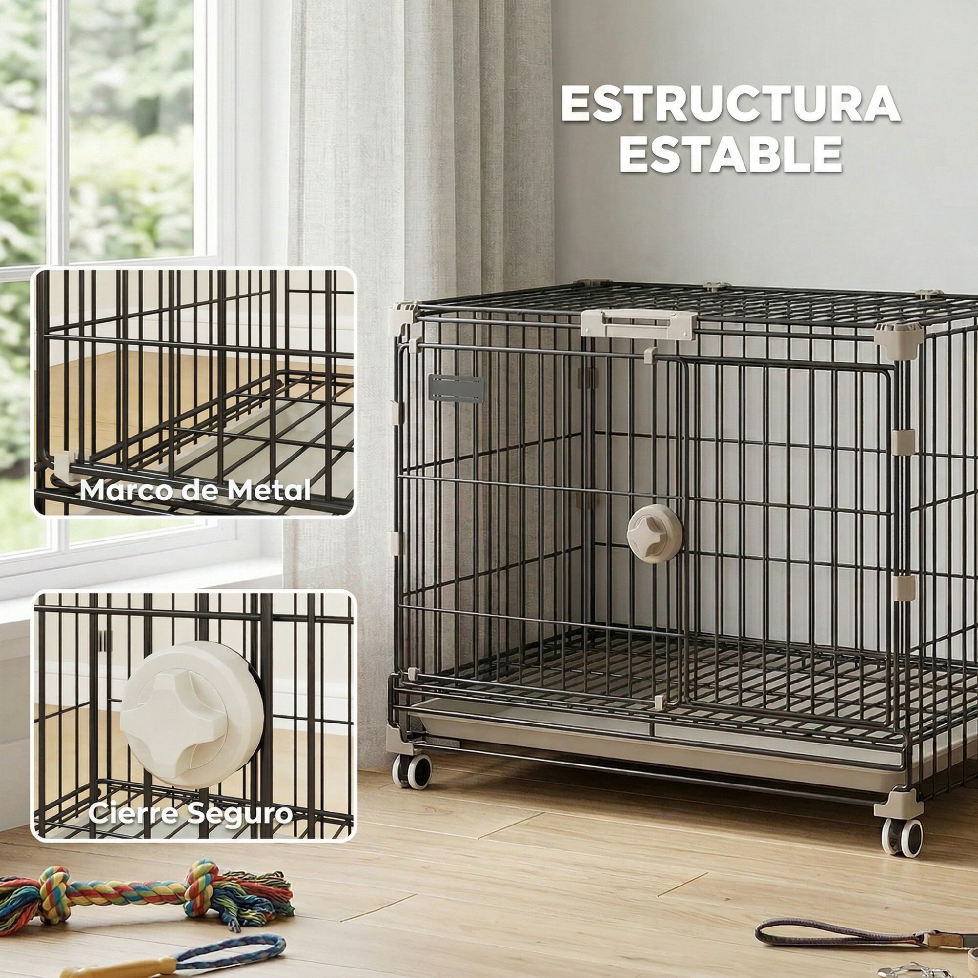 PawHut Jaula para Perro Negro, , large Imagen numero 10