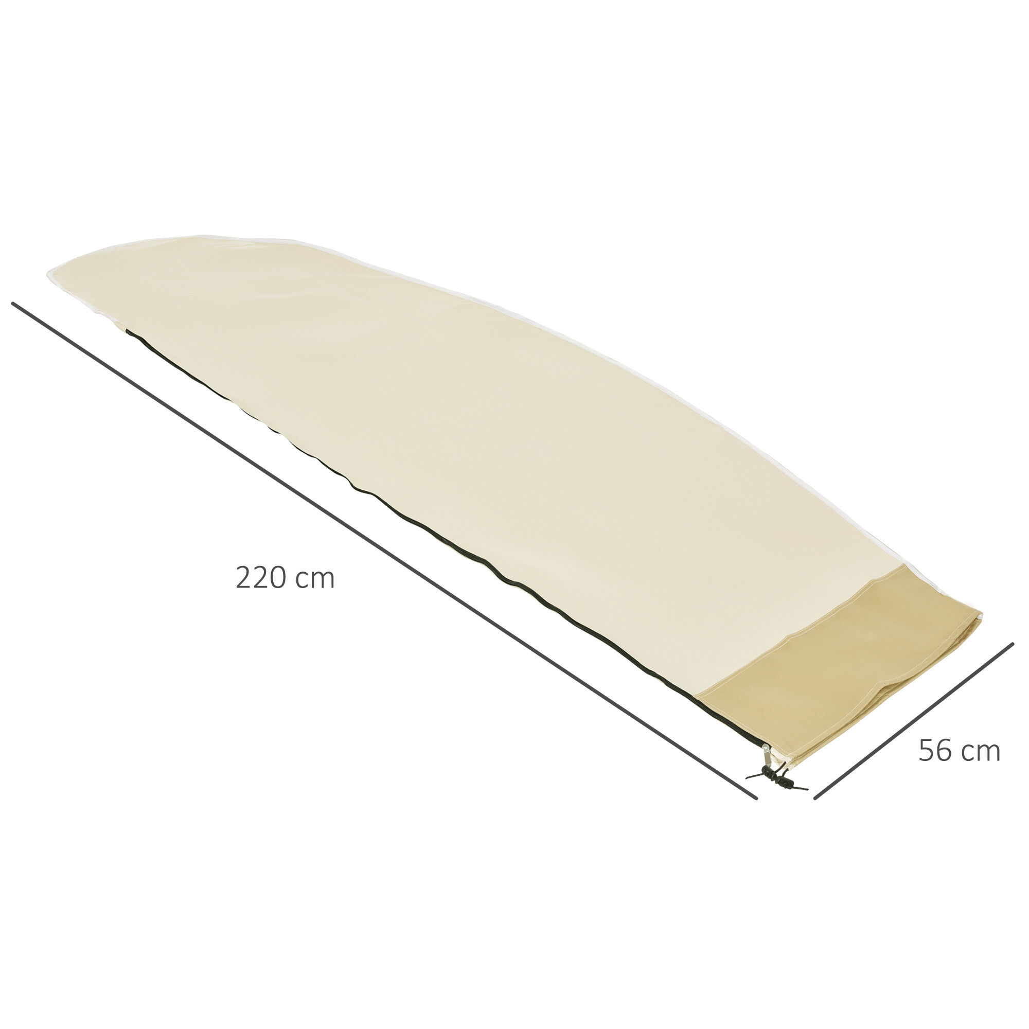 Outsunny Funda Protectora de Sombrilla Di&aacute;metro 2-4 m Impermeable Tela Oxford &Oslash;56x220 cm Cubierta de Parasol con Cremallera Resistente a Intemperie para Jard&iacute;n Exterior Beige, , large Imagen numero 3