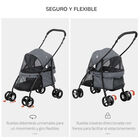 PawHut Cochecito para Mascotas Plegable Carrito para Perros y Gatos con Ventanas de Malla Cojín Lavable Correas de Seguridad Cubierta de Tela Oxford y Marco de Acero 82x47x97 cm Gris., , large image number null