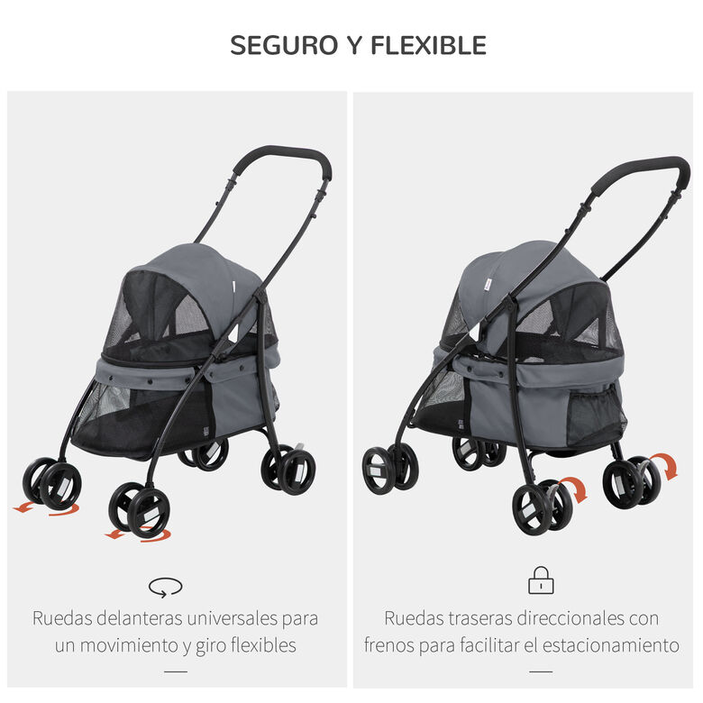 PawHut Cochecito Plegable con Correas de Seguridad para mascotas thumbnail