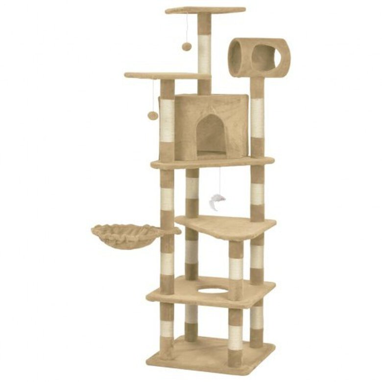 Rascador con postes recubiertos de sisal para gatos color Beige, , large image number null