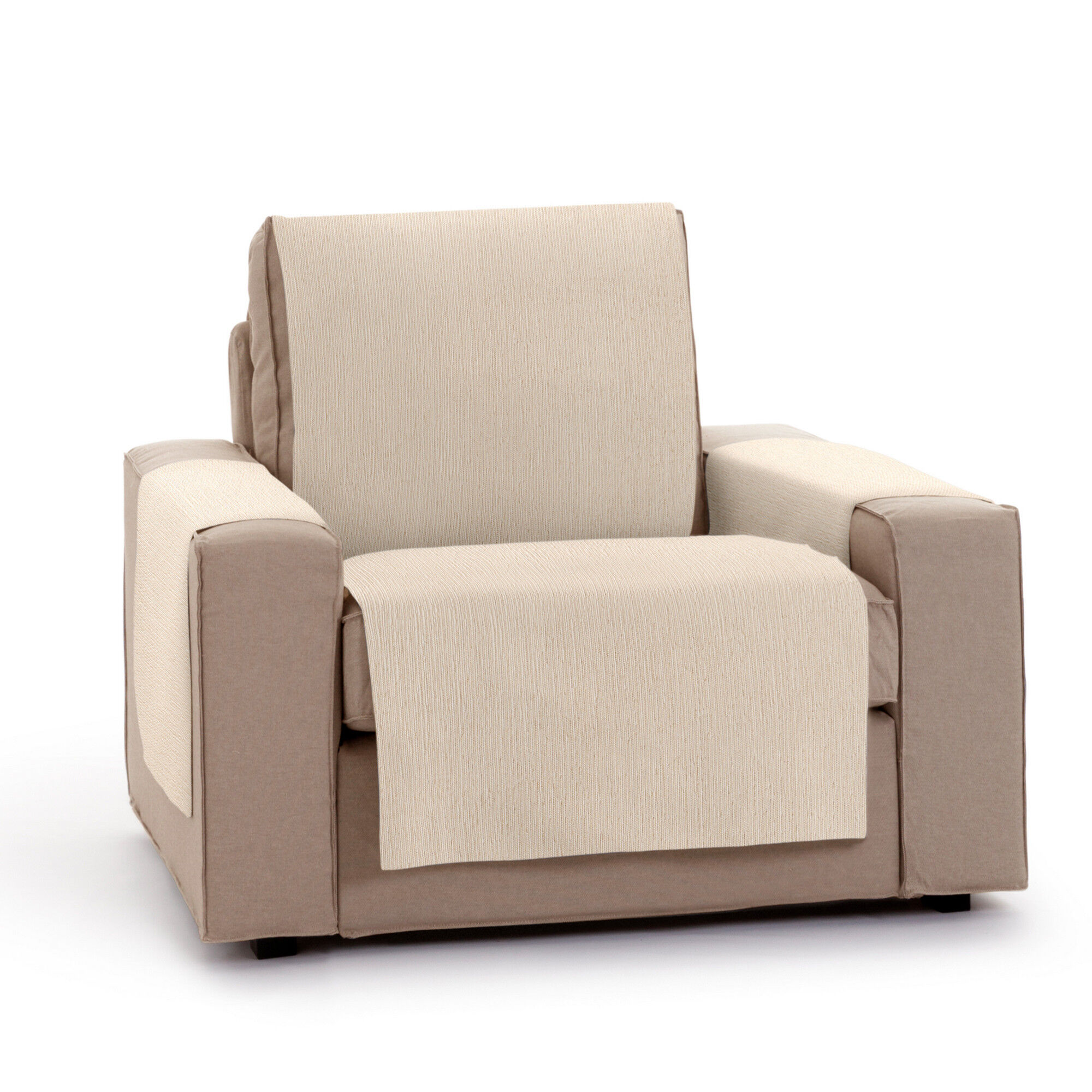Vipalia Protector Funda Sillon 1 Plaza o Relax. Chenilla Lisa. Dise&ntilde;o Elite. Color Marfil. 1 Plaza, , large Imagen numero 4