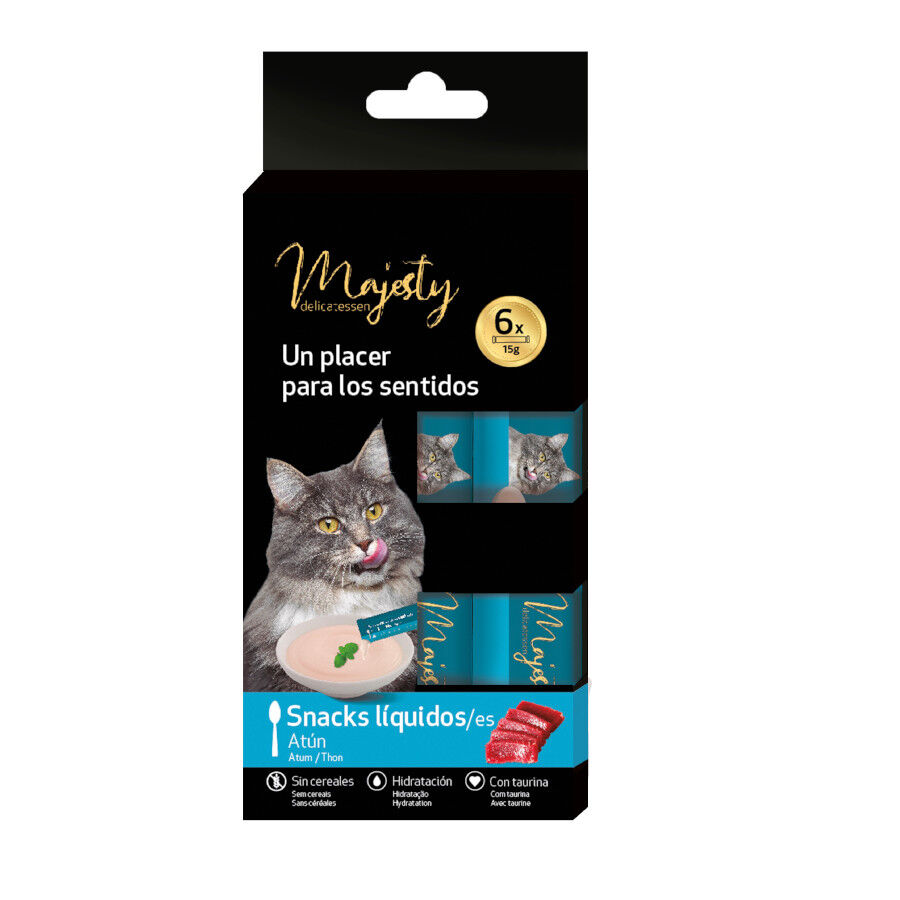 6 sobres x 15 g Majesty At&uacute;n snack l&iacute;quido para gatos, , large Imagen numero 1