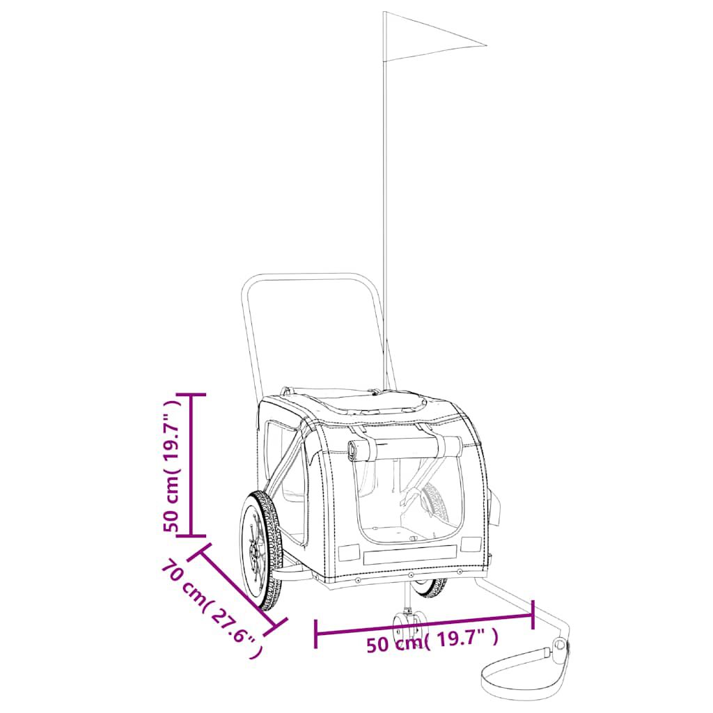 vidaXL Remolque de Bicicleta Mascotas Carrito para Bici Hierro Tela Oxford, , large Imagen numero 4