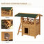 PawHut Casa para Gatos de Madera 77x50x73 cm Caseta para Gatos de 2 Niveles Refugio para Gatos con Techo Asfáltico Escalera y Balcón para Exterior Natural, , large indicador imagen numero 4