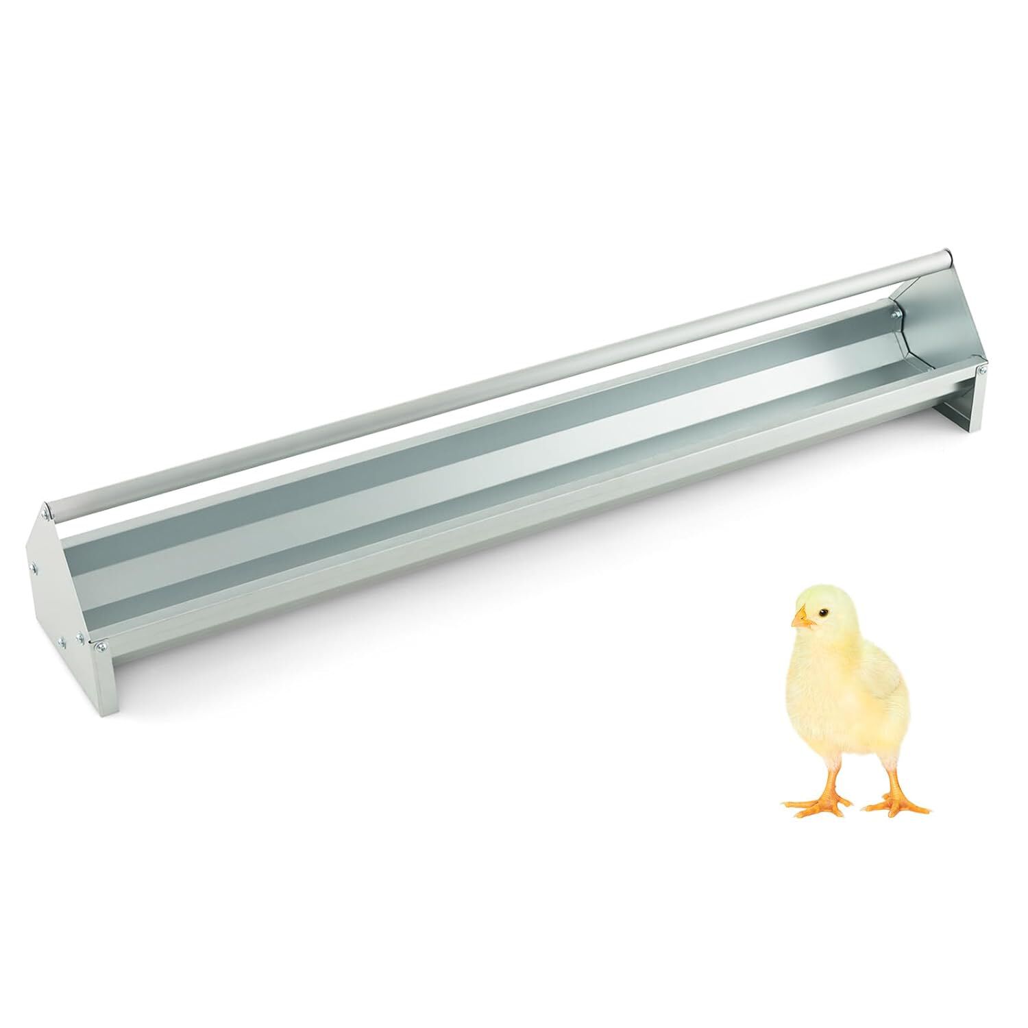 COSTWAY Comedero de Metal para Gallinas, 15L Alimentador para Gallos con Orificios de Drenaje, Mango Giratorio, Comedero de Aves de Corral Resistente, Sin Desperdicio, , large Imagen numero 1