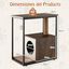 COSTWAY Mesa Auxiliar con Casa para Gatos, Tapete Rascador Extraíble, Juguete de Bola Colgante, Dispositivo Antivuelco para Sala y Dormitorio (Marrón), , large indicador imagen numero 2