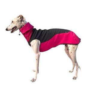 Galguita amelie softsell abrigo impermeable rosa y gris para perros