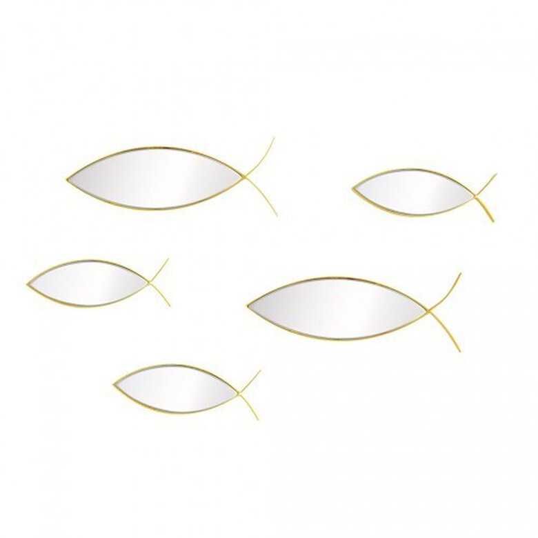 Pack de 5 espejos de pared Fish Set color dorado, , large image number null