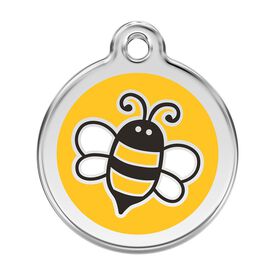 Red Dingo Placa identificativa Acero Inoxidable Esmalte Abeja Amarillo para perros