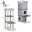PawHut Barril Rascador para Gatos de 3 Niveles Altura 102 cm Torre para Gatos con Caseta de Fieltro Desmontable Poste de Sisal Cama y Bola de Juguete 60x40x102 cm Gris, , large indicador imagen numero 3