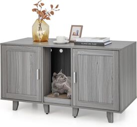 COSTWAY Cajas de Arena gris oescuro para Gatos