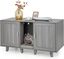 COSTWAY Cajas de Arena para Gatos, Casa de Baño Oculto para Mascota con 2 Puertas, Arenero Cubierto con Entrada Sinuosa y Tablero Rascador, Mesa Auxiliar para Gatos 120 x 52 x 65 cm (Gris Oscuro), , large indicador imagen numero 1