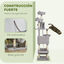 PawHut Árbol Rascador para Gatos Grande Altura 206 cm Árbol para Gatos Torre para Gatos con Plataformas Cuevas Bolas Colgantes y Hamacas Gris Claro, , large indicador imagen numero 5