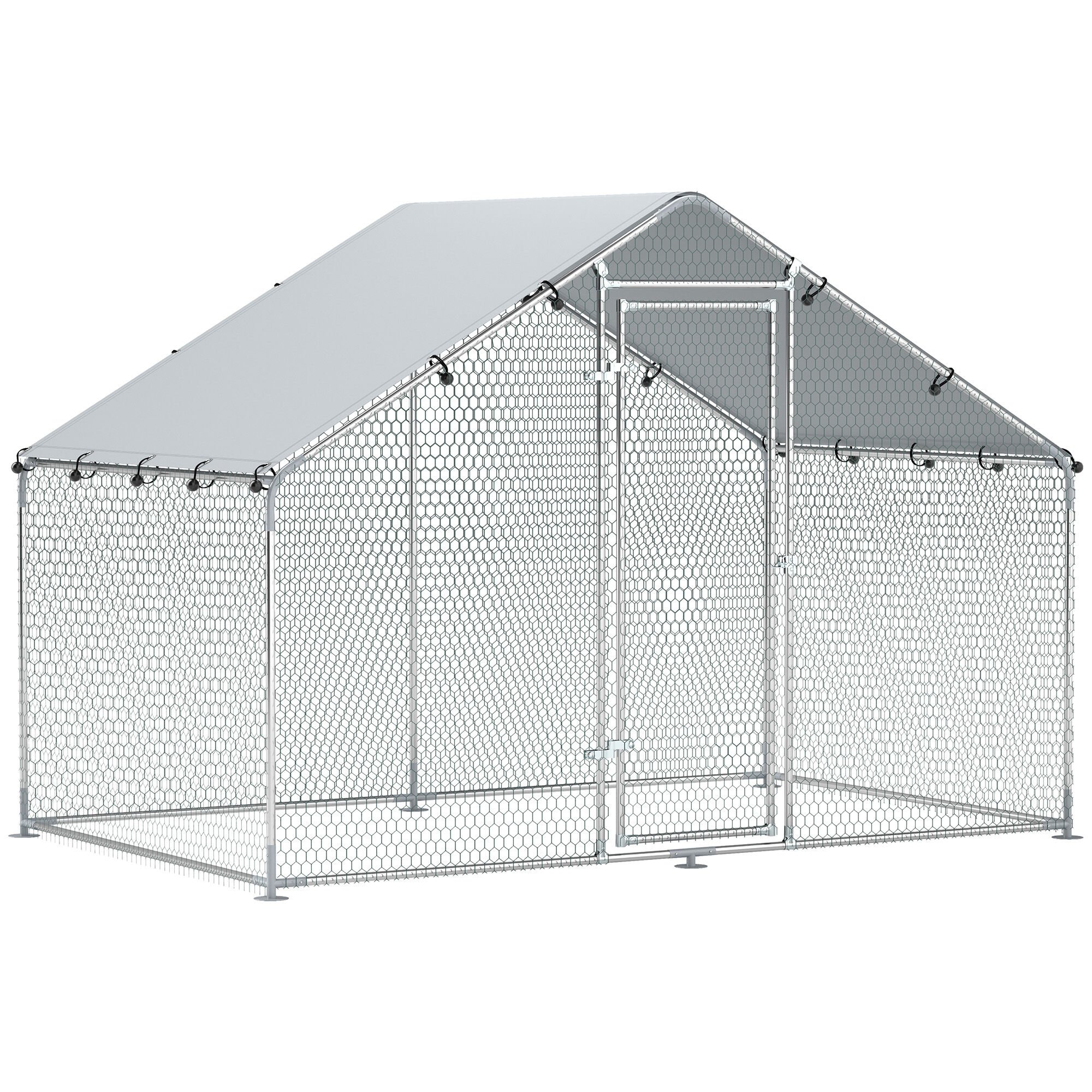 PawHut Gallinero Exterior Plata