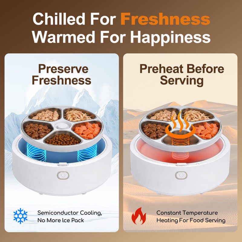 Nobleza Comedero Autom&aacute;tico para Gatos y Perros con C&aacute;mara HD (5 Cuencos) - Dispensador de Comida H&uacute;meda y Seca con Refrigeraci&oacute;n de 3 D&iacute;as, Control por App, Bol de Acero Inoxidable Lavable y Sensor Anti-Atascamiento, , large Imagen numero 4