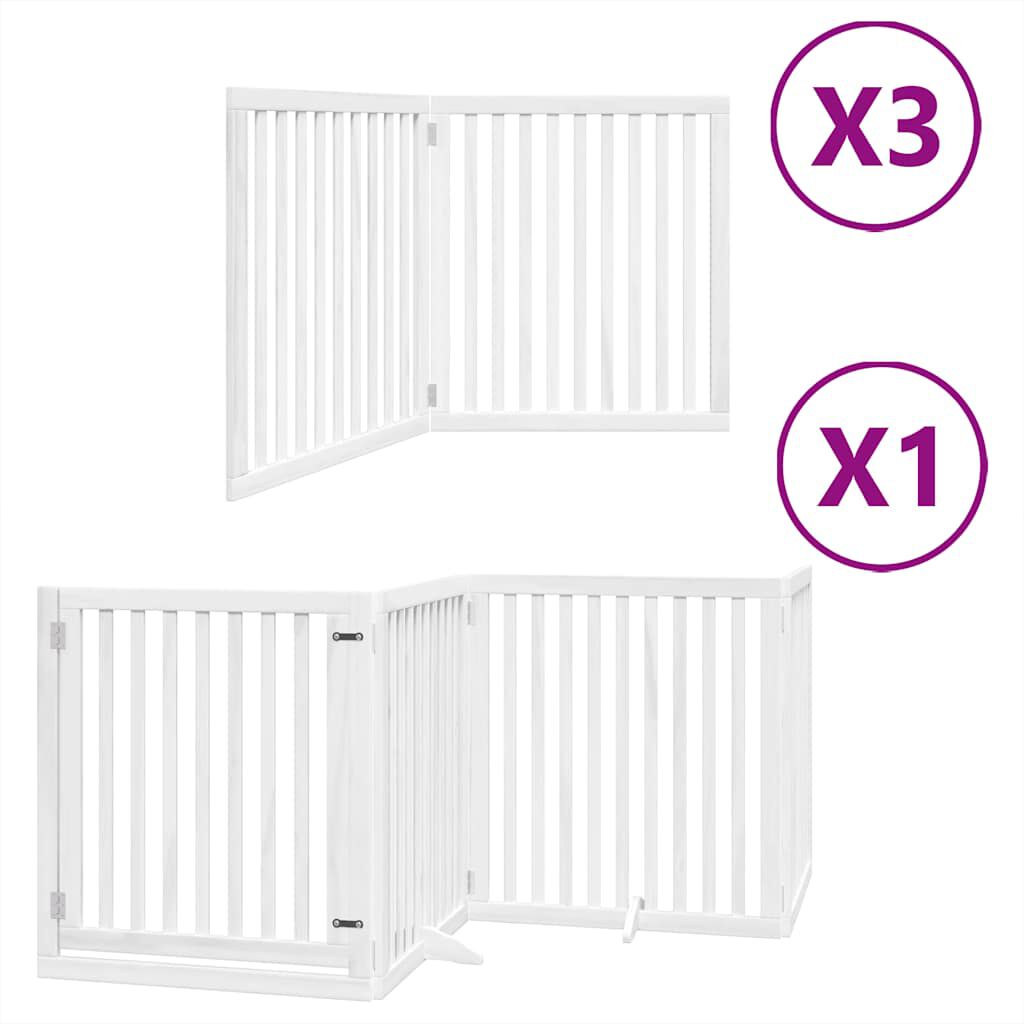 vidaXL Puerta de perros plegable 10 paneles madera &aacute;lamo blanca 800 cm, , large Imagen numero 6