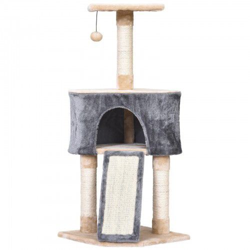 Rascador con cueva PawHut para gatos color Gris/Beige thumbnail