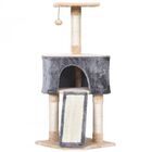Rascador con cueva PawHut para gatos color Gris/Beige, , large image number null