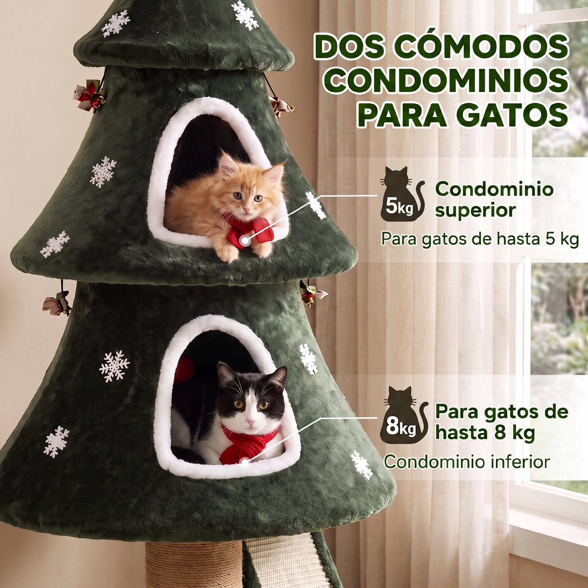 PawHut &Aacute;rbol para Gato Verde, , large Imagen numero 5