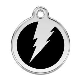 Red Dingo Placa identificativa Acero Inoxidable Esmalte Rayo Negro para perros