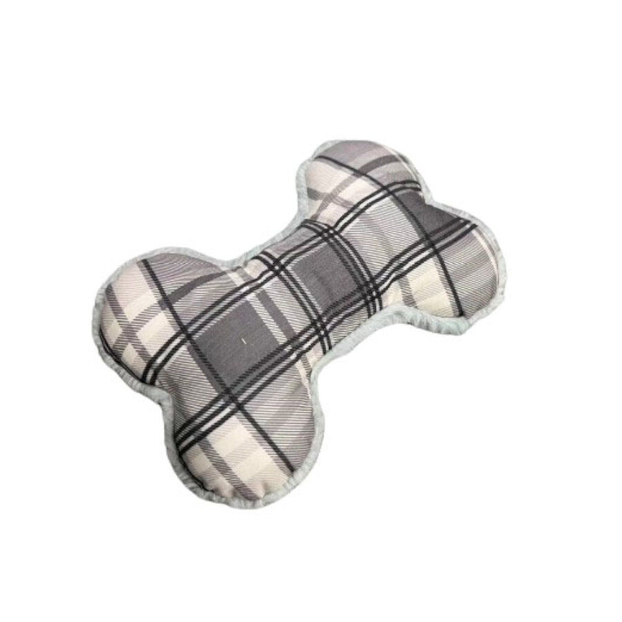 Tootoy! Tartan Bone Cuddler Grey Hueso de Peluche para perros thumbnail
