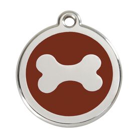 Red Dingo Placa identificativa Acero Inoxidable Esmalte Hueso Marron para perros