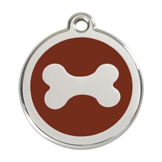Red Dingo Placa identificativa Acero Inoxidable Esmalte Hueso Marron para perros