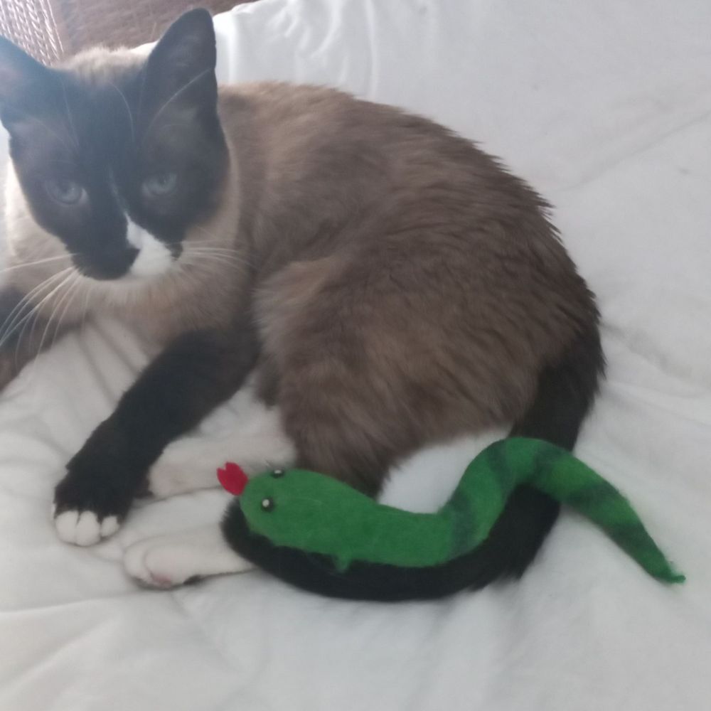 Juguete serpiente para gato de fieltro de lana natural Ophi, , large Imagen numero 2